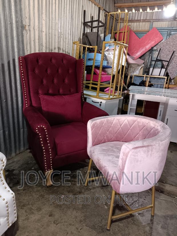 Pedicure Seat Maroon and Styling Chair Pink.