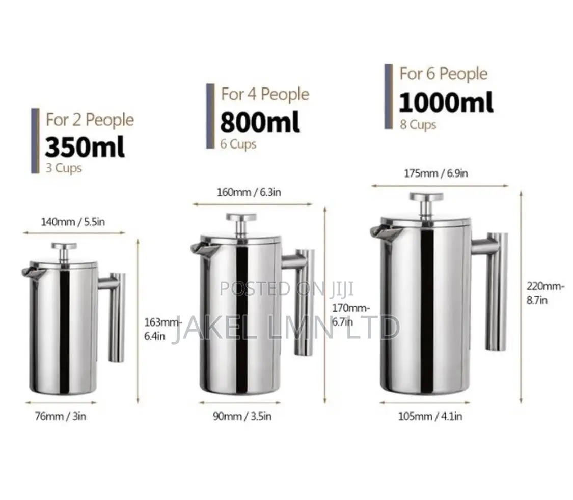 350ml Coffee Double Wall Stainless Steel Mirror French Press