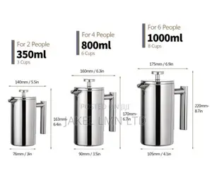 350ml Coffee Double Wall Stainless Steel Mirror French Press