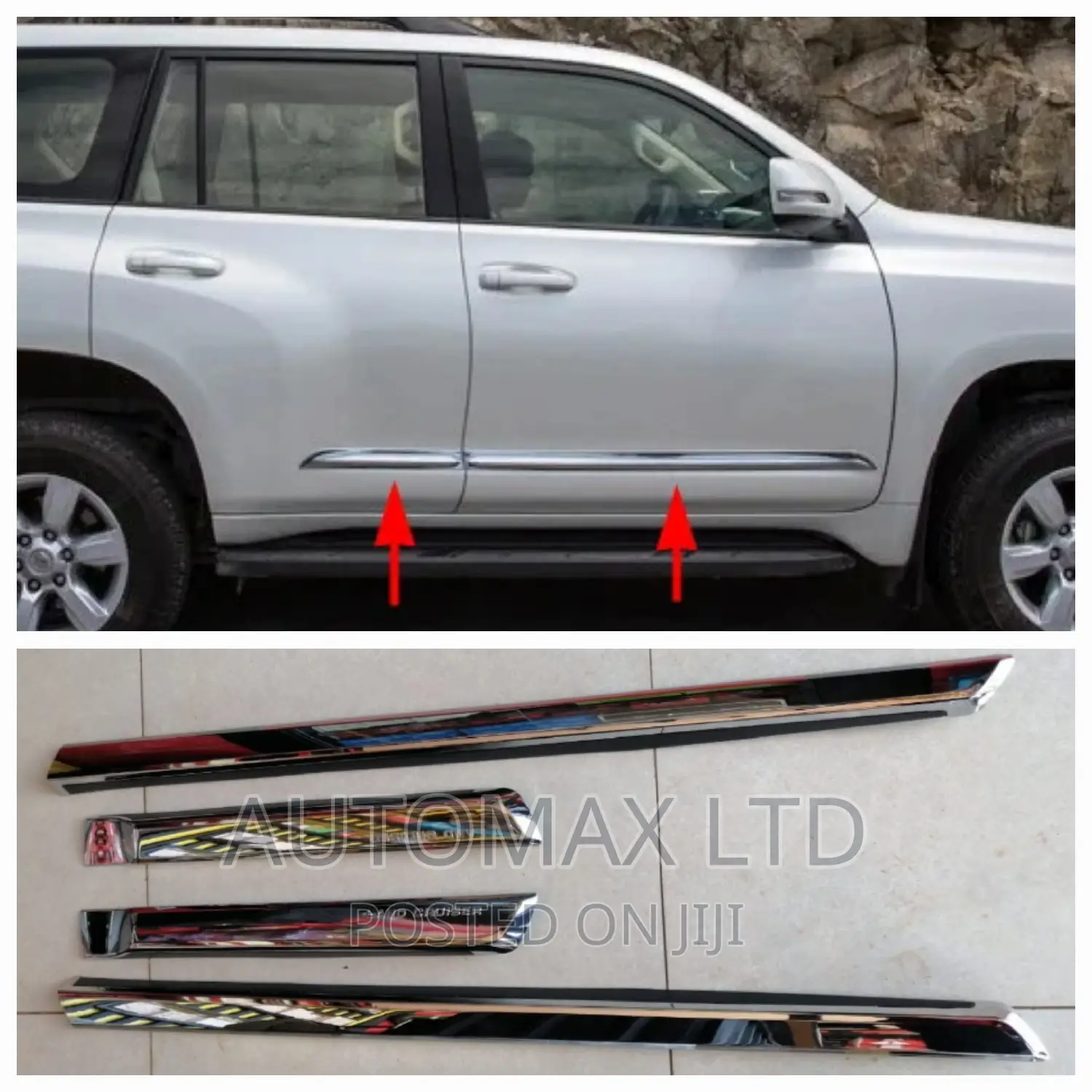 Toyota Land Cruiser J150 Side Doors Chrome Moulding Finish,