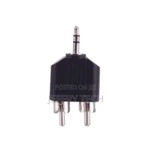 2 Male Rca to 3.5mm Male Jack Audio Y Adapter