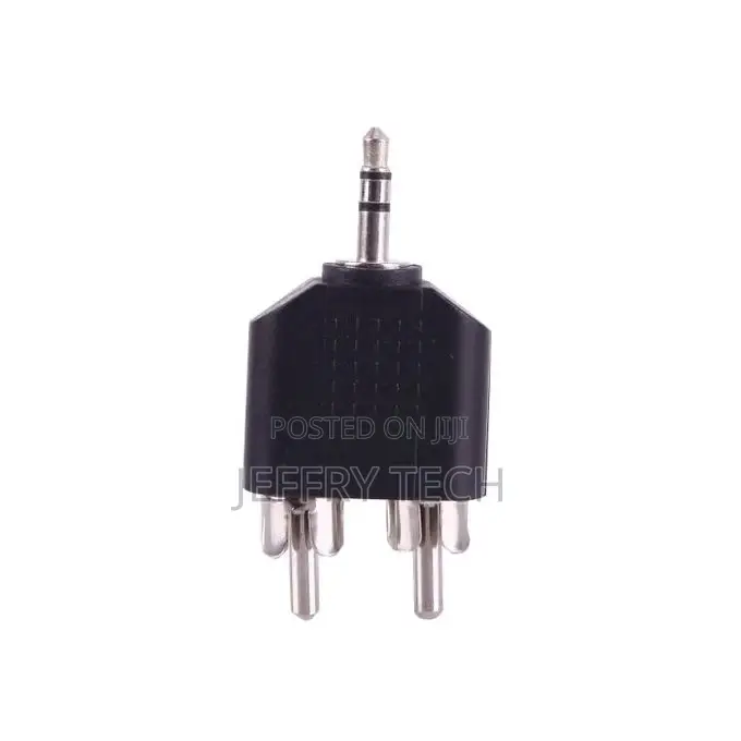 2 Male Rca to 3.5mm Male Jack Audio Y Adapter