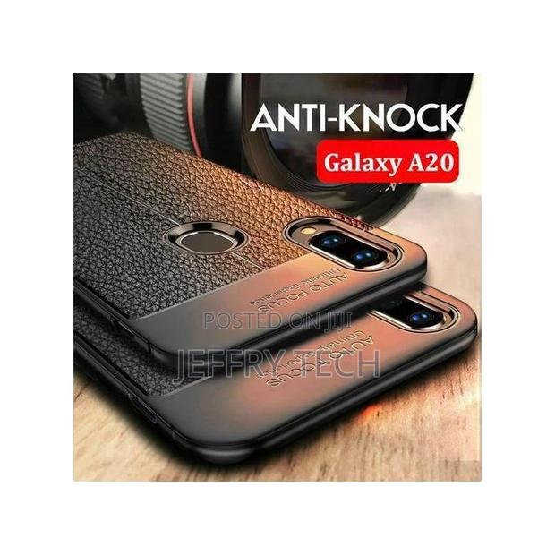 Soft Case for Galaxy A20 Cover Silicone Litchi Pattern PU Le - thumbnail 2