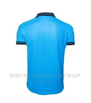 Tea Blue Polo T-Shirt With Black Striped Colar
