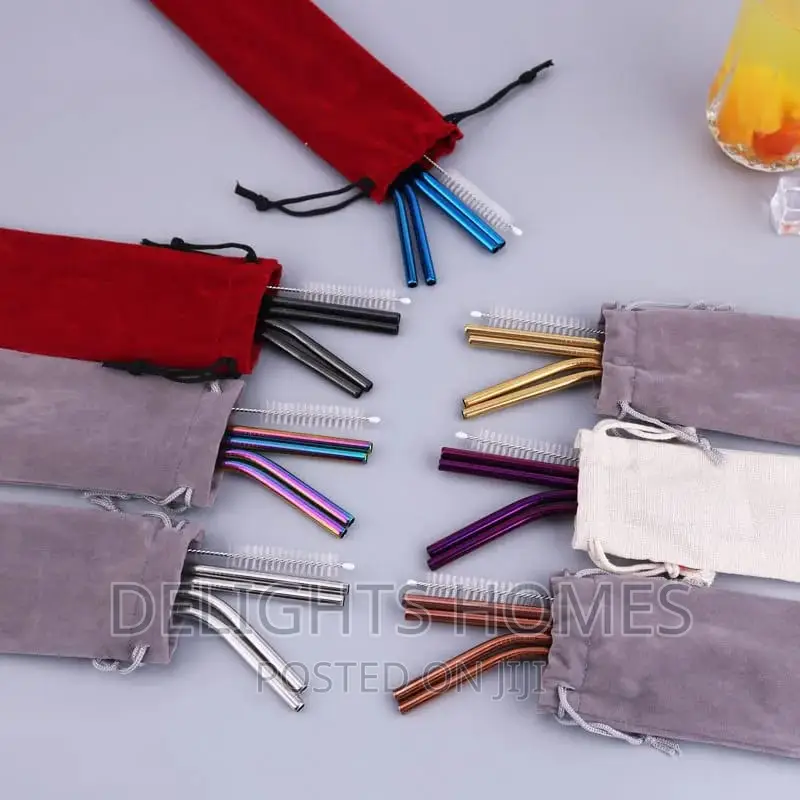 Stainless Steel Reusable Metal Straws Set
