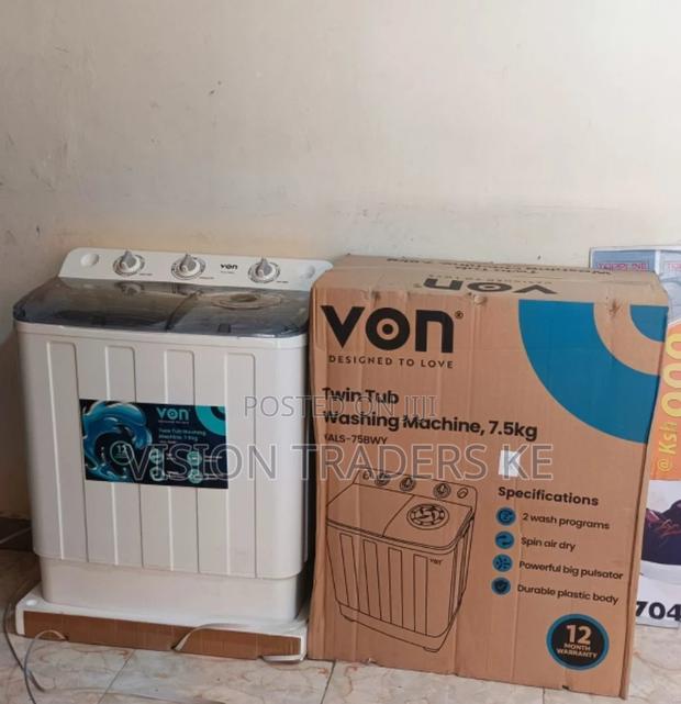 Von 7.5kgs Twin Tub Top Load Washing Machine