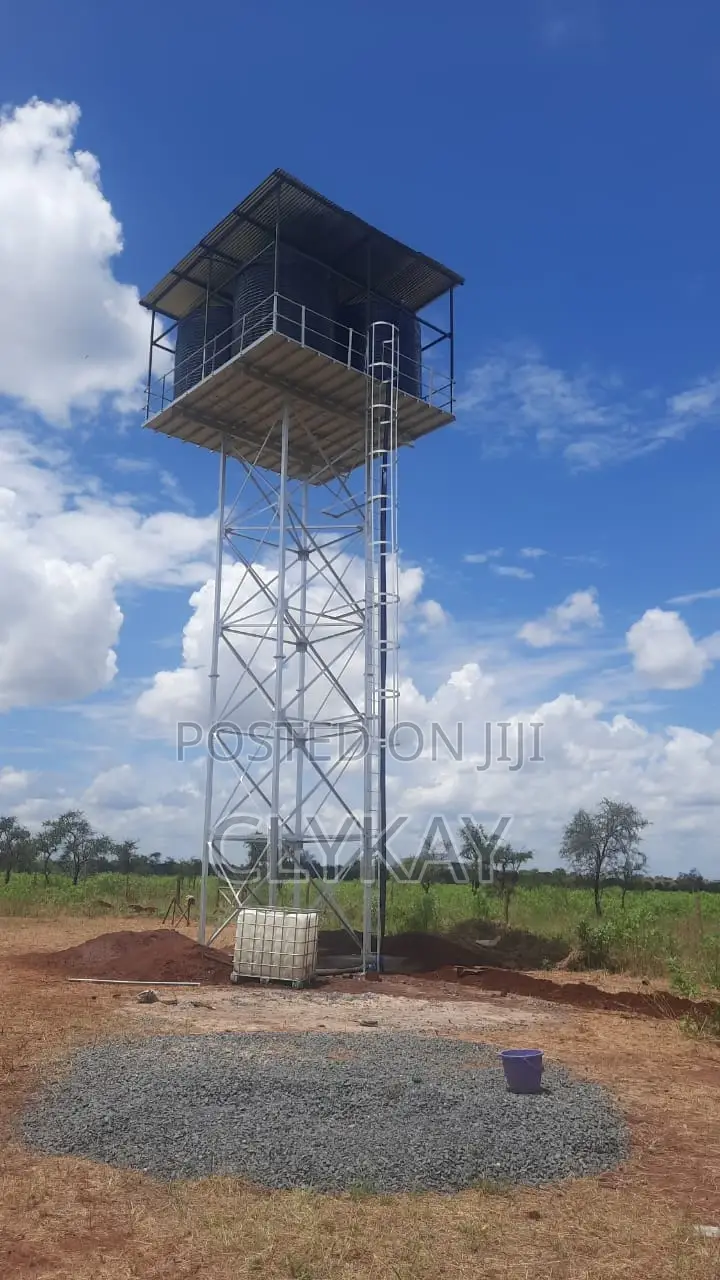 Steel Water Tower 12 Metre Hight With Plastic Tanks