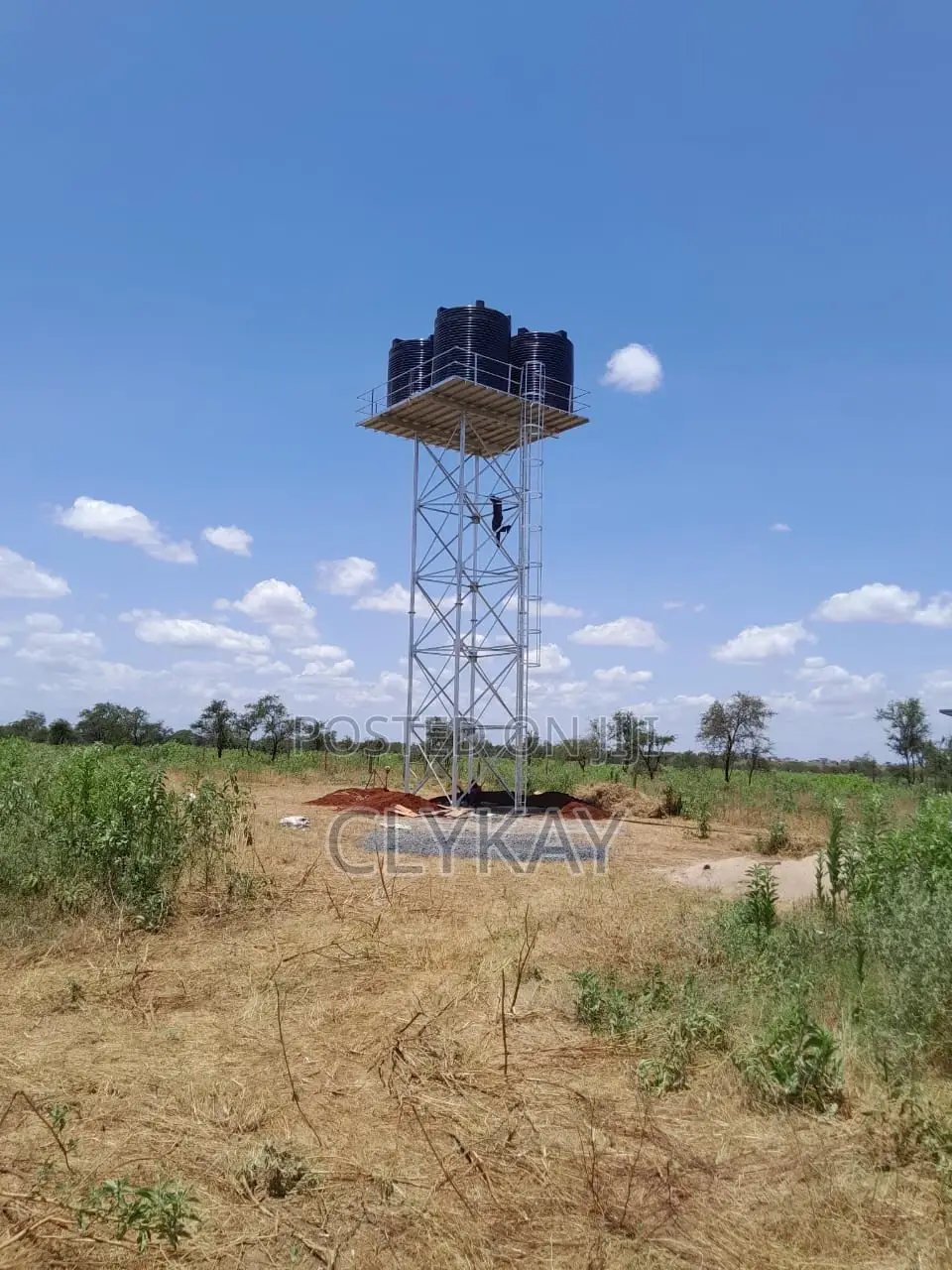 Steel Water Tower 12 Metre Hight With Plastic Tanks