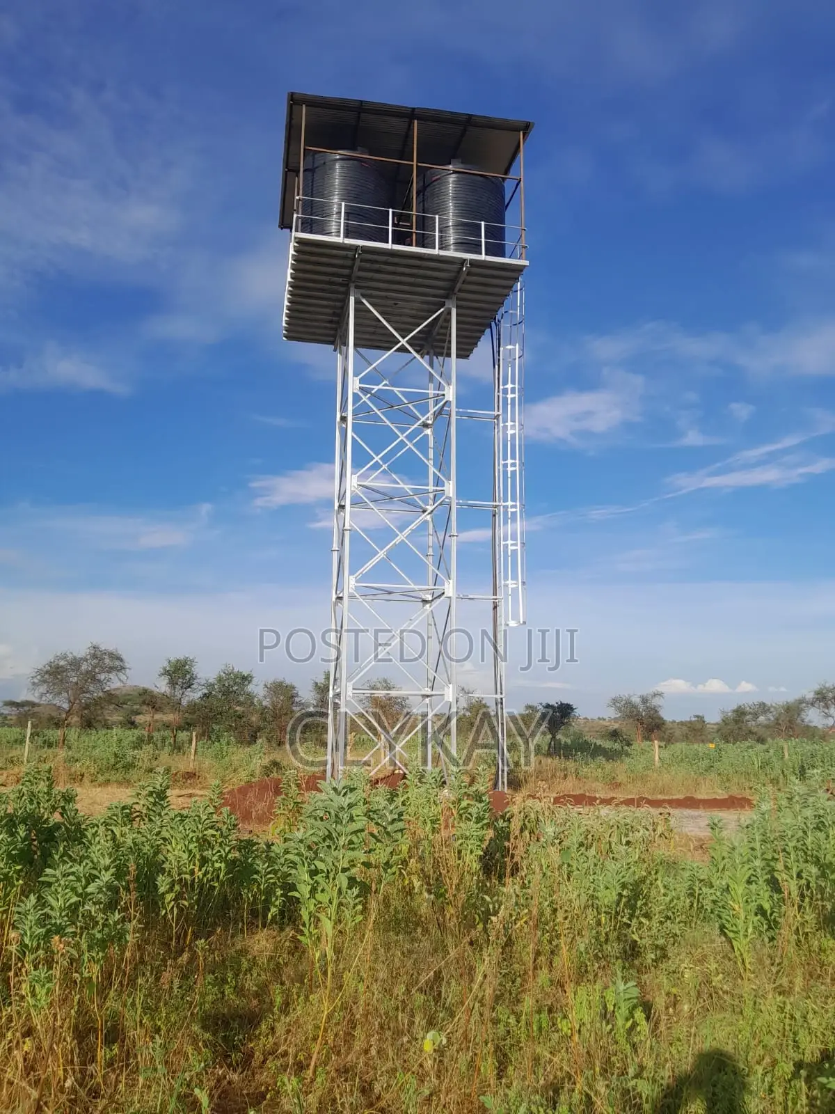 Steel Water Tower 12 Metre Hight With Plastic Tanks