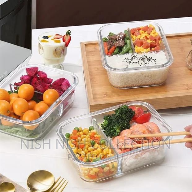 2 Grid - Partitioned Glass Lunch Box - thumbnail 2