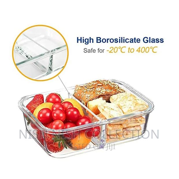 2 Grid - Partitioned Glass Lunch Box - thumbnail 3