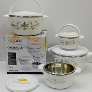 Cute White 4 PCS Casserole Hot Pot (1000,2000,4000,6000 Ml)