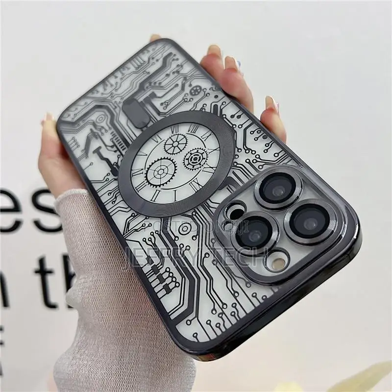 Mechanical Transparent Plated Case for iPhone 12 13 14 Pro M