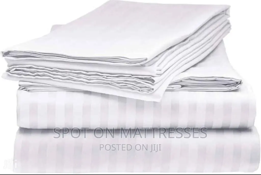 6by6 White Stripped Bedsheets