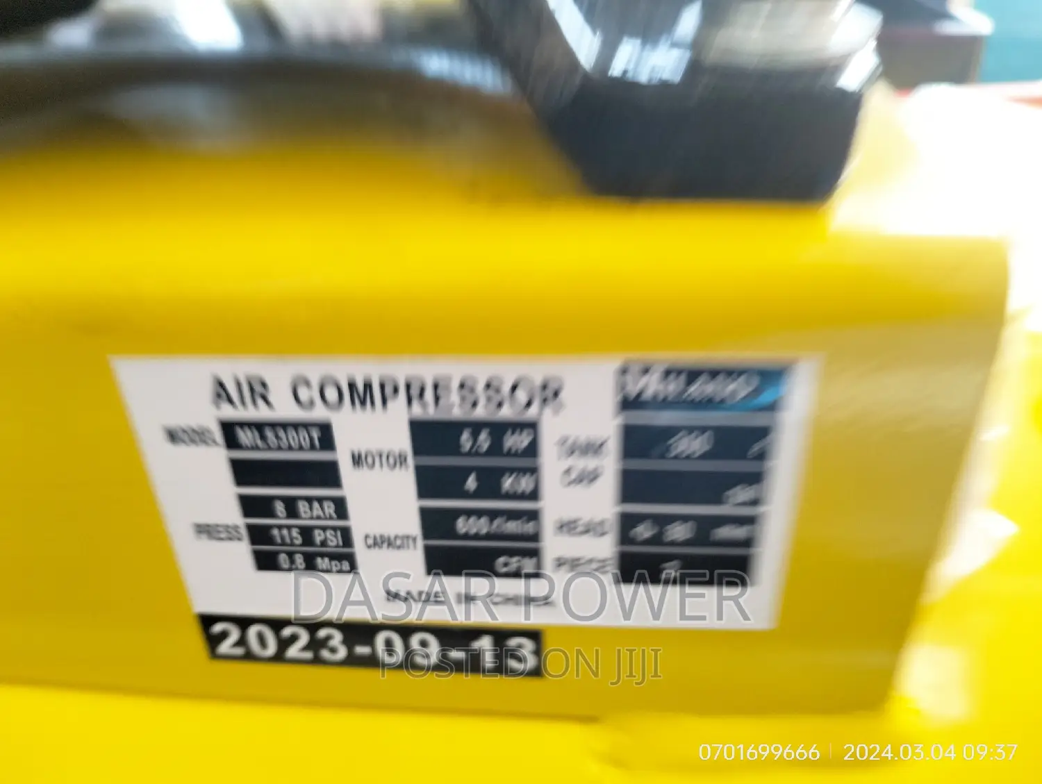 300l Milano Italia Air Compressor. 3phase.