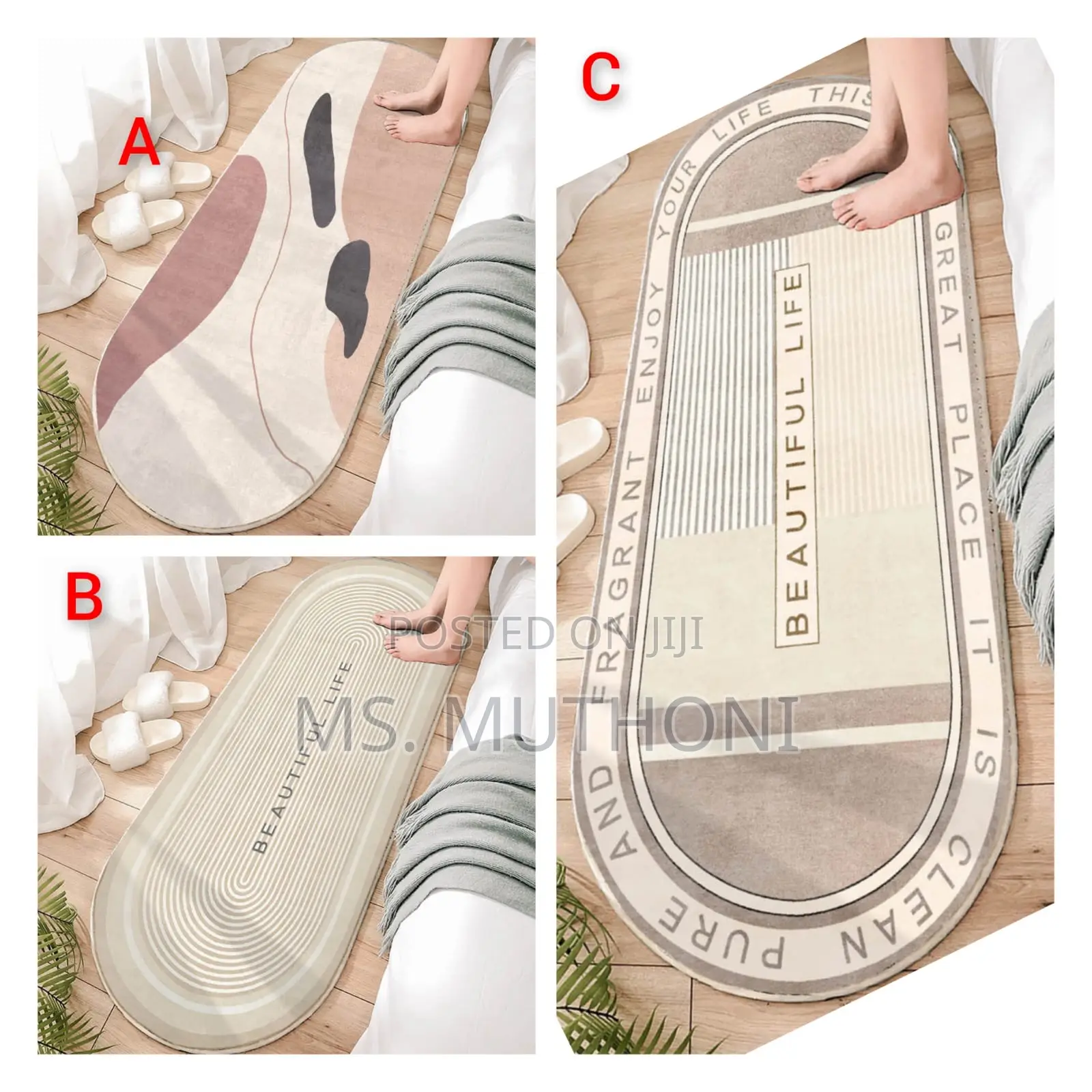 Fluffy Oval Soft Bedroom Bedside Rugs