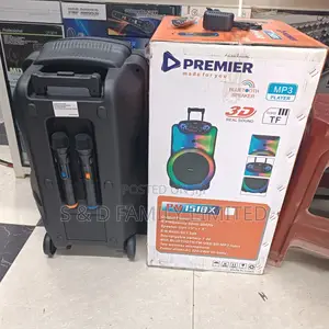 Premier 15 Inches Rechargeable Powered Speaker With 2 Mics