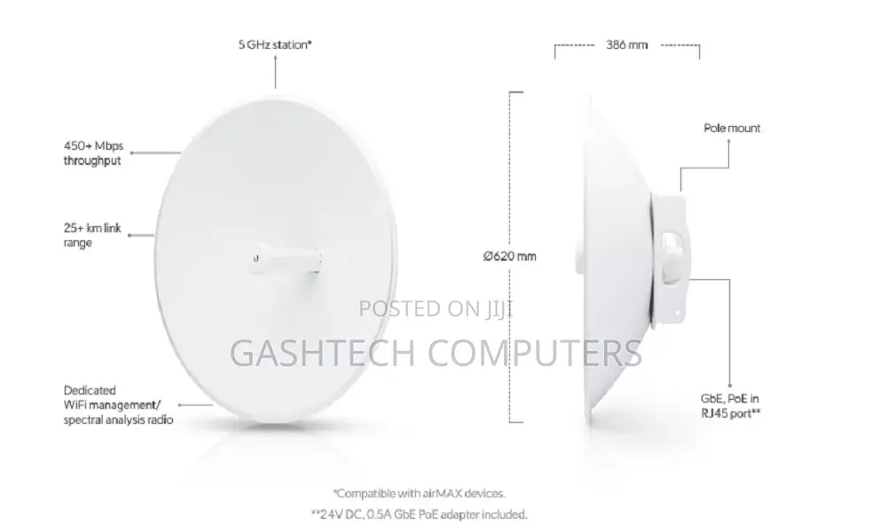 Ubiquiti Powerbeam AC PBE-5AC-620 Airmax Bridge(Pbe-5ac-620)