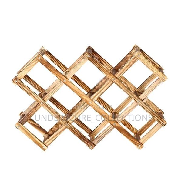 Foldable10 Slot Wooden Wine Bottle Rack - thumbnail 2