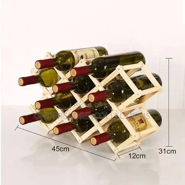 Foldable10 Slot Wooden Wine Bottle Rack - thumbnail 3