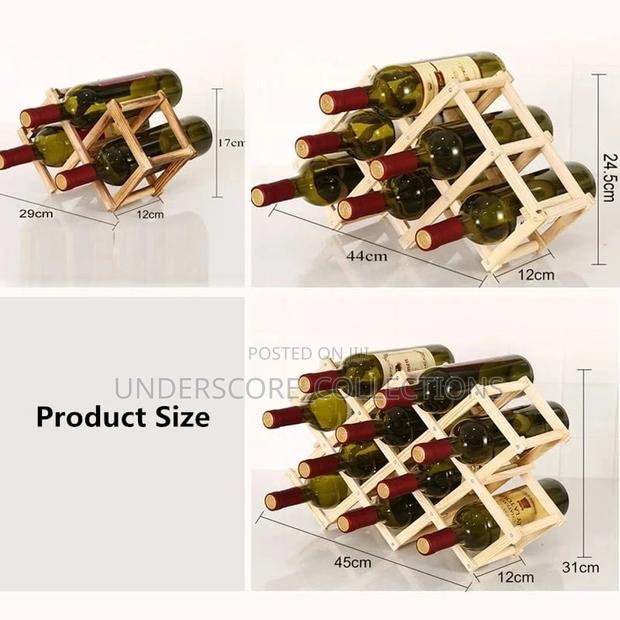 Foldable10 Slot Wooden Wine Bottle Rack - thumbnail 4