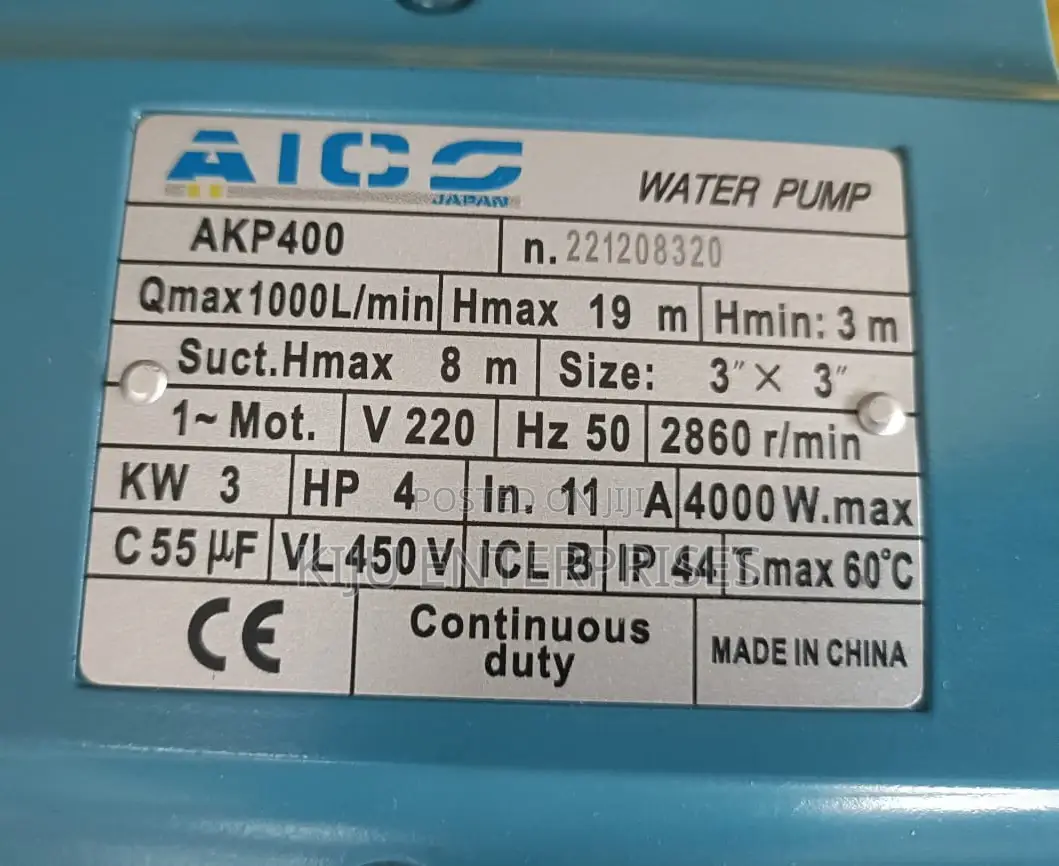 Aico Water Pump Machines Available With Electric Powered
