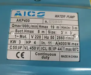 Aico Water Pump Machines Available With Electric Powered