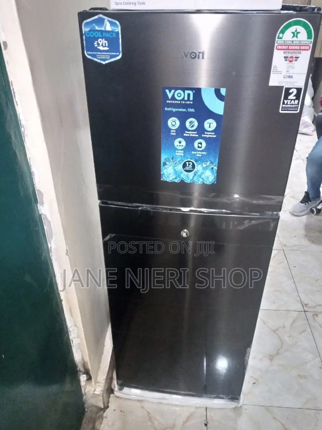 Von 138 Liters Dark Silver Fridge