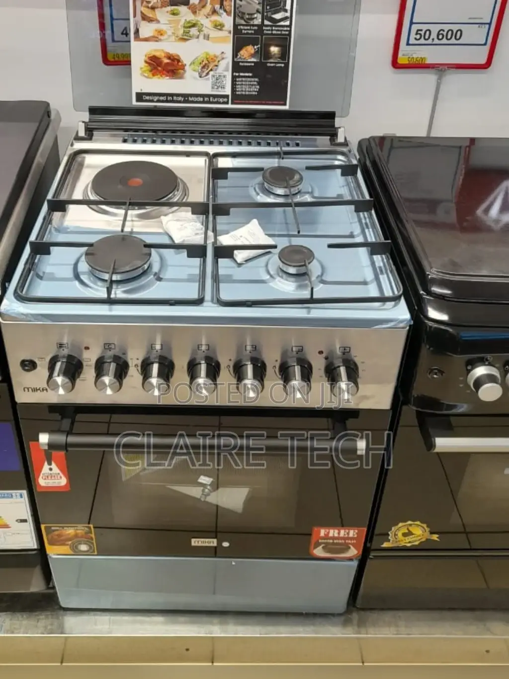 Mika Silver 3+1 60*60 Standing Cooker With Electric Oven