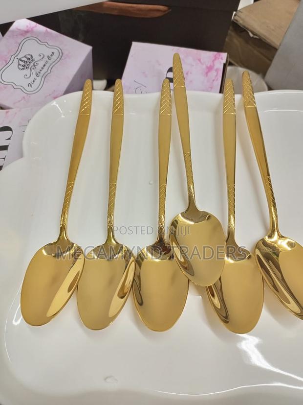 6pc Dinner Spoons/Golden Long Spoon - thumbnail 4