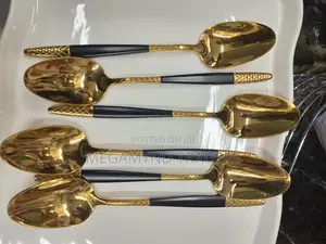 6pc Dinner Spoons/Golden Long Spoon
