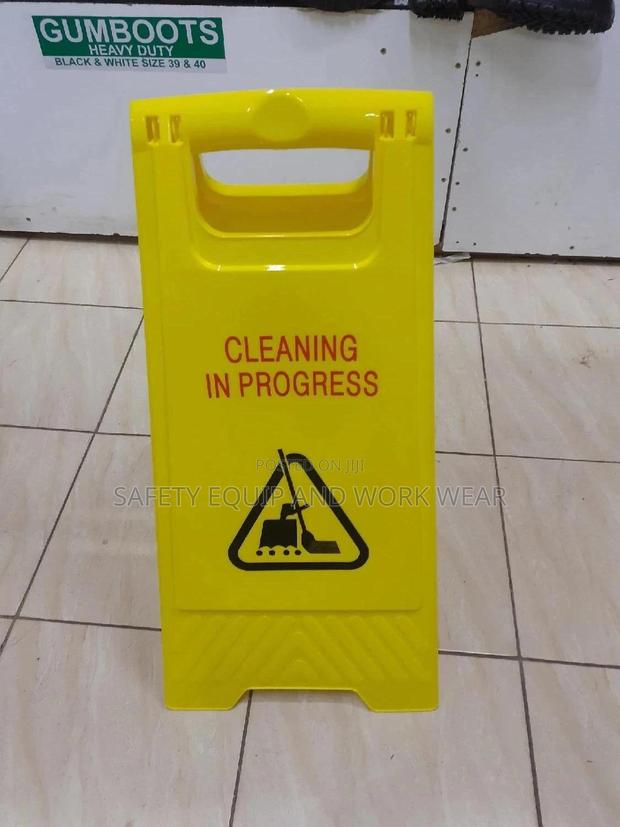 Adjustable Cleaning In Progress Caution Sign - main view