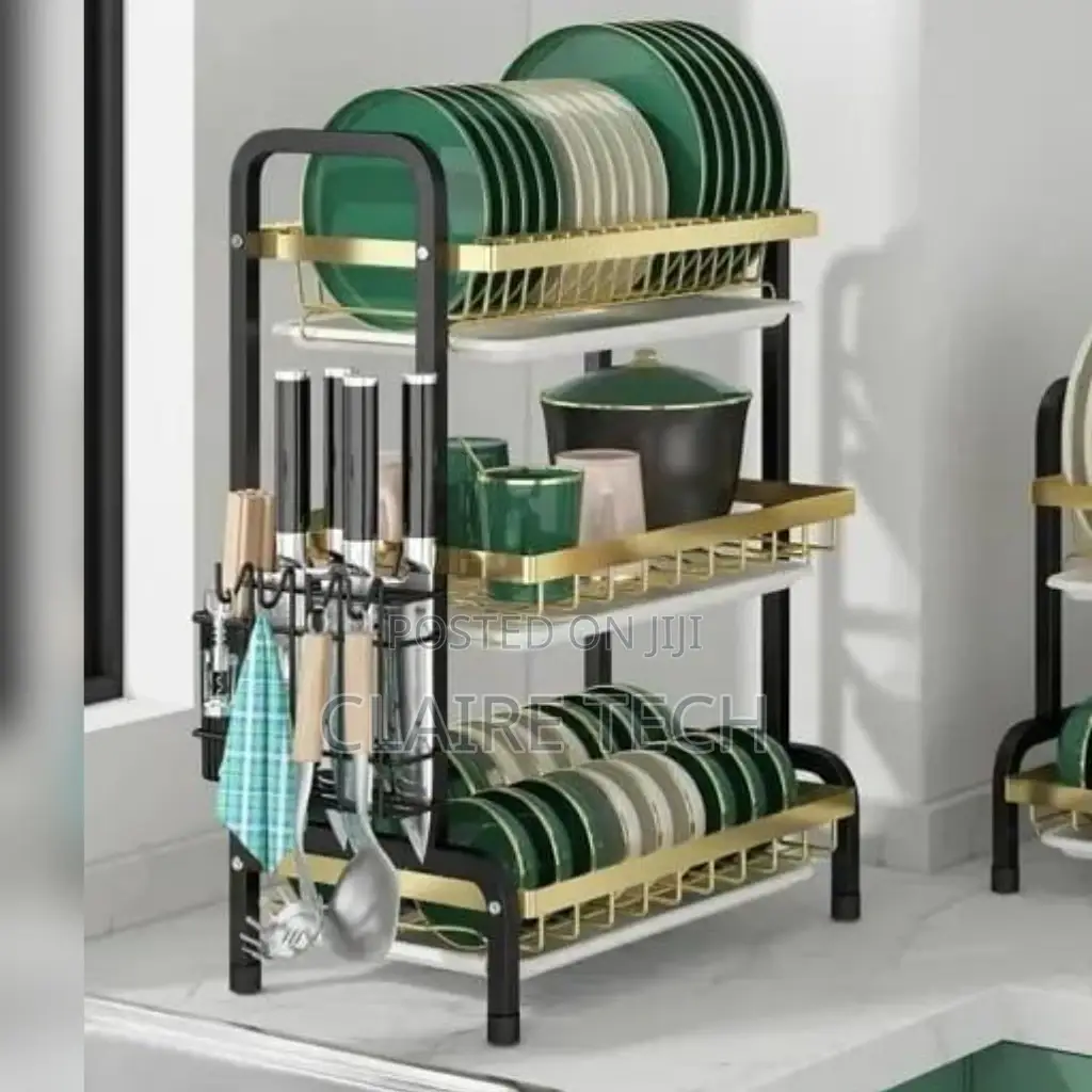 New Golden Black 3 Tier Advanced Dish Rack