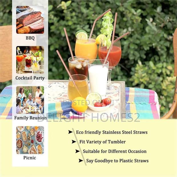 Stainless Steel Reusable Metal Straws Set - thumbnail 4