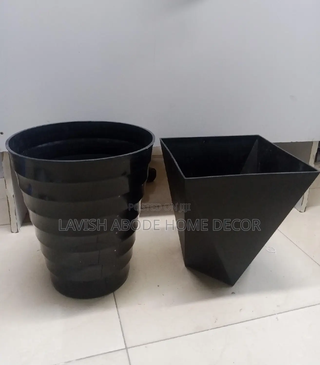 Black White Plant Pots Planters Vases