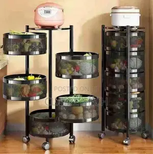 5 Tier Round Fruit/Kitchen Storage Rack With Wheels