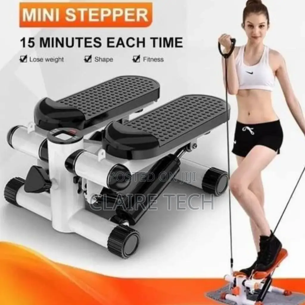 Black Mini Stepper With Resistance Band With Straps