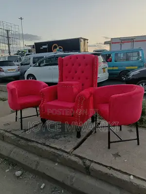 Pedicure Seat, Puff and 2 Styling Chairs.