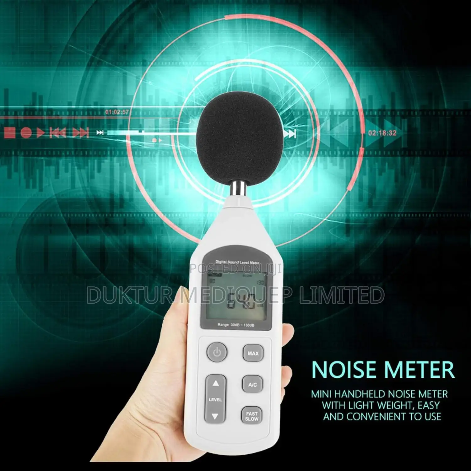 Hospital Handheld Noise Meter With Light Weight, Multiuse