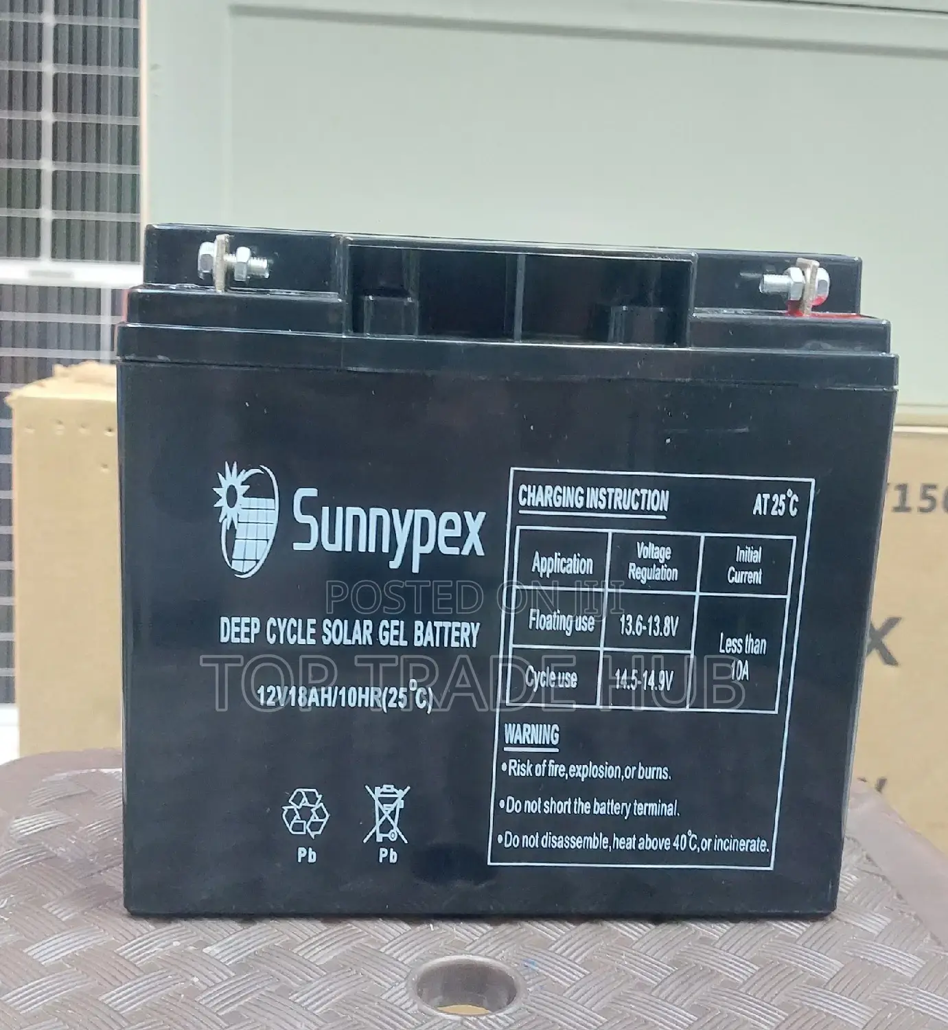 Sunnypex Deep Cycle Solar Gel Battery 18ah