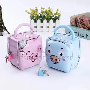 Piggy Banks - 2 Types Metallic With Padlock 2keys Colours
