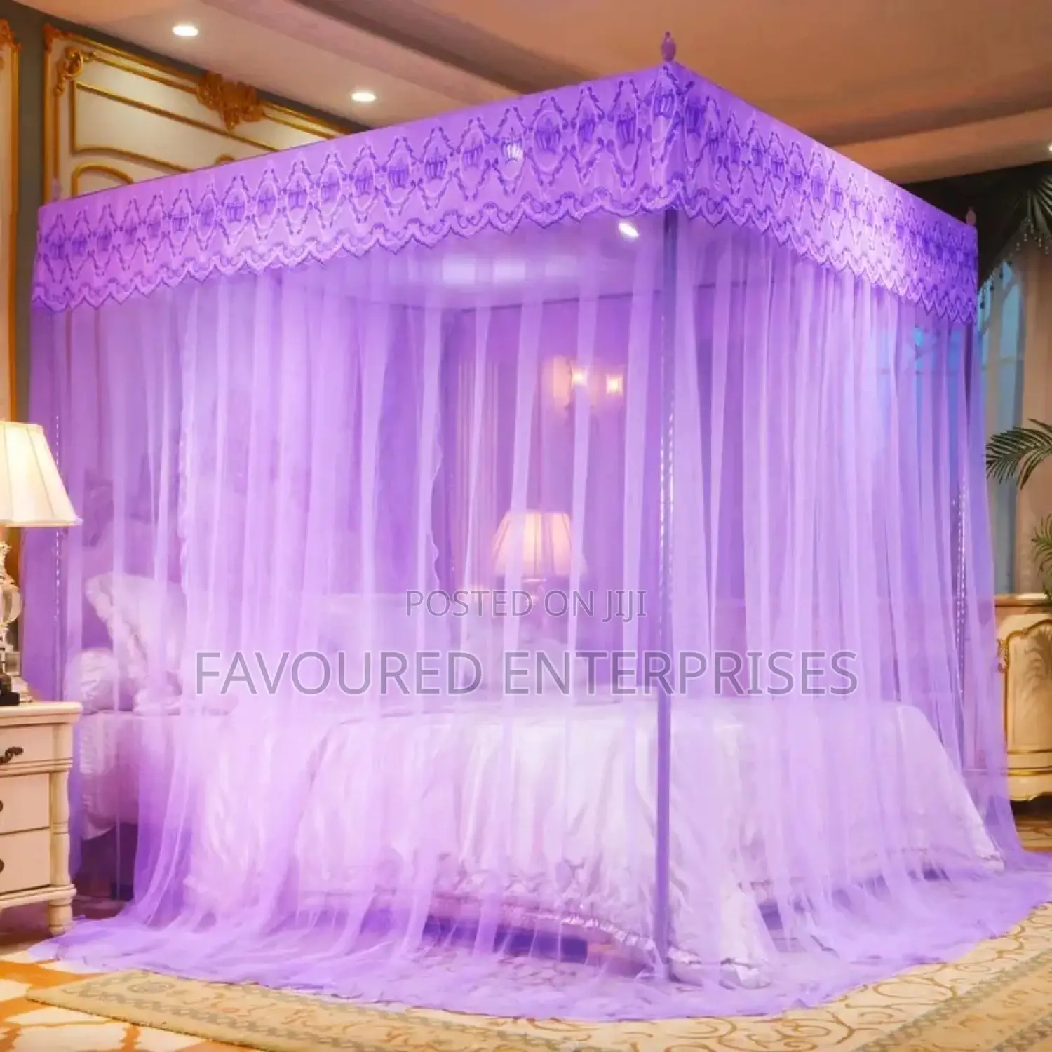 Four Stand Mosquito Nets With Four Metallic Stands 