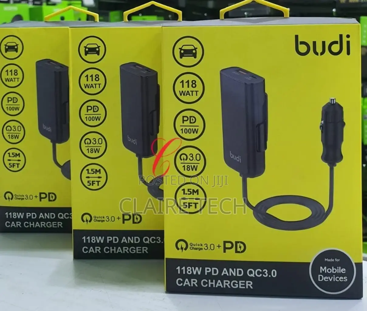 Budi CC069B 118W PD QC3.0 Car Charger With 1.5M Cable