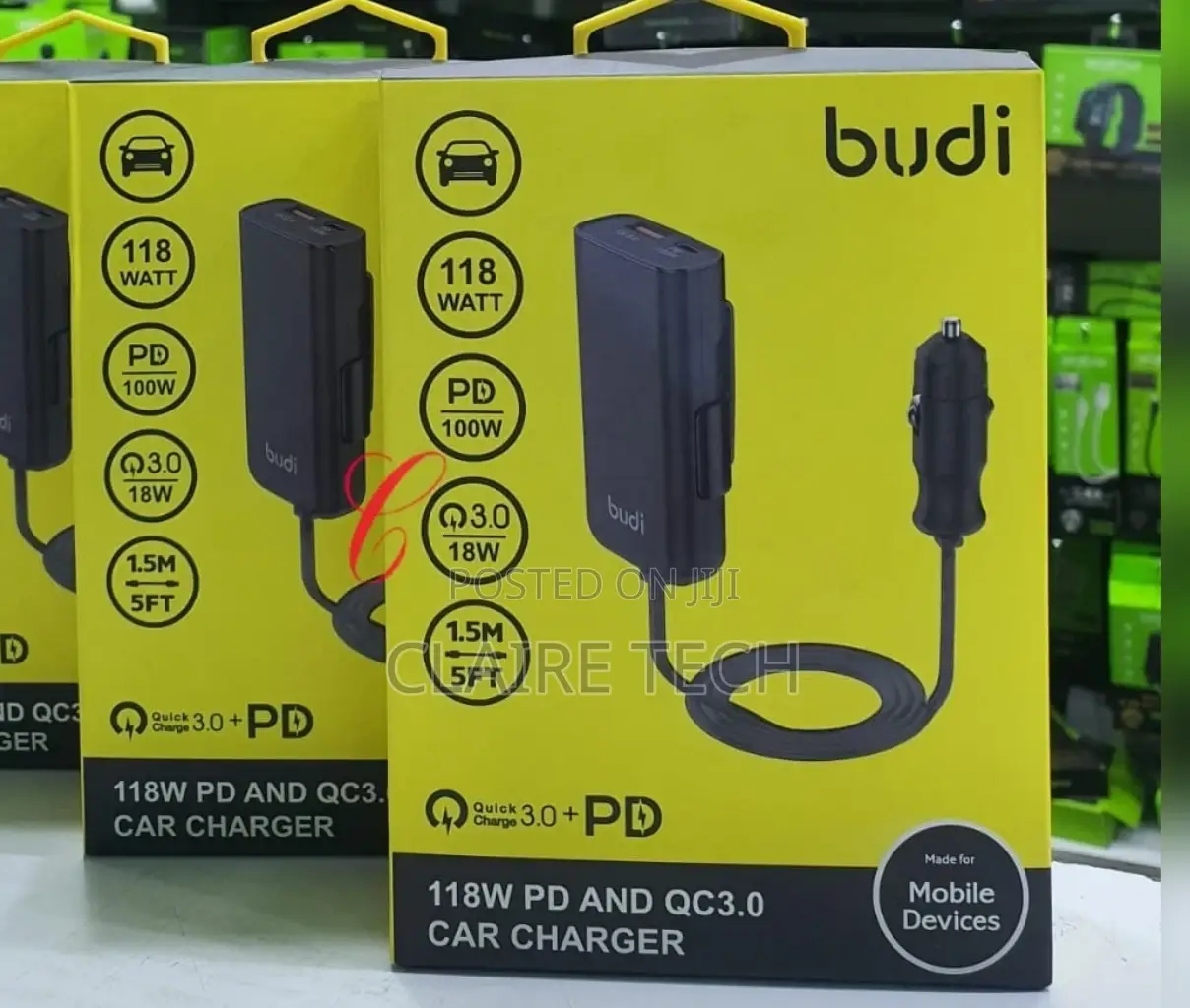Budi CC069B 118W PD QC3.0 Car Charger With 1.5M Cable