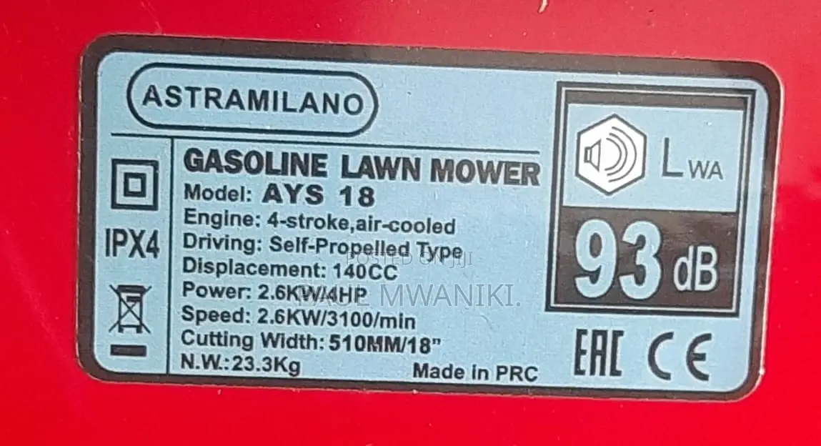 Astramilano 4.0hp Gasoline Lawn Mower. 18"