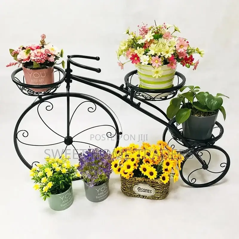 Tricycle Flower/Plant Stand . White, Black