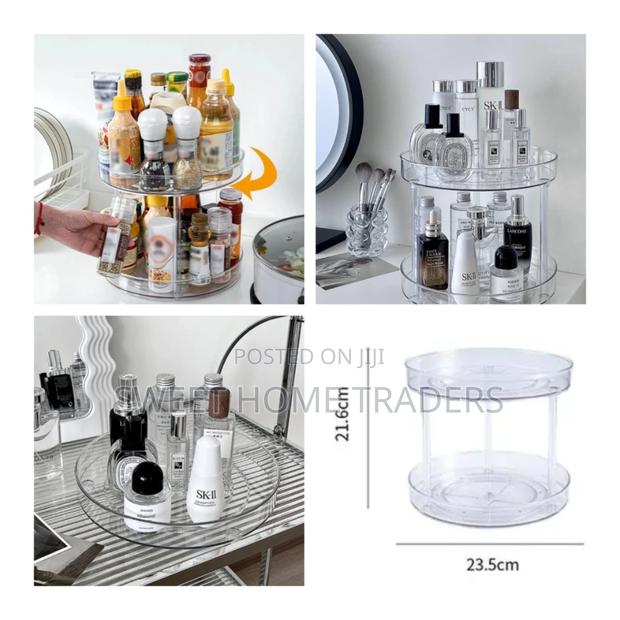 Two Layer 360 Rotation Cabinet Turntable Organizer