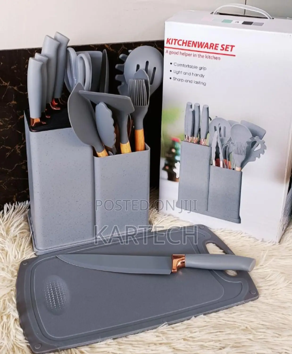 19 PCS Silicon Spoons With Knives and Chopping Board