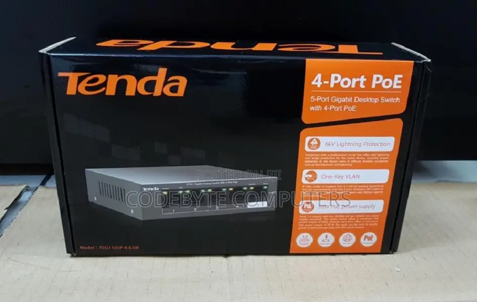 Tenda 5 Port Gigabit Poe Desktop Switch Teg1105p-4-63w
