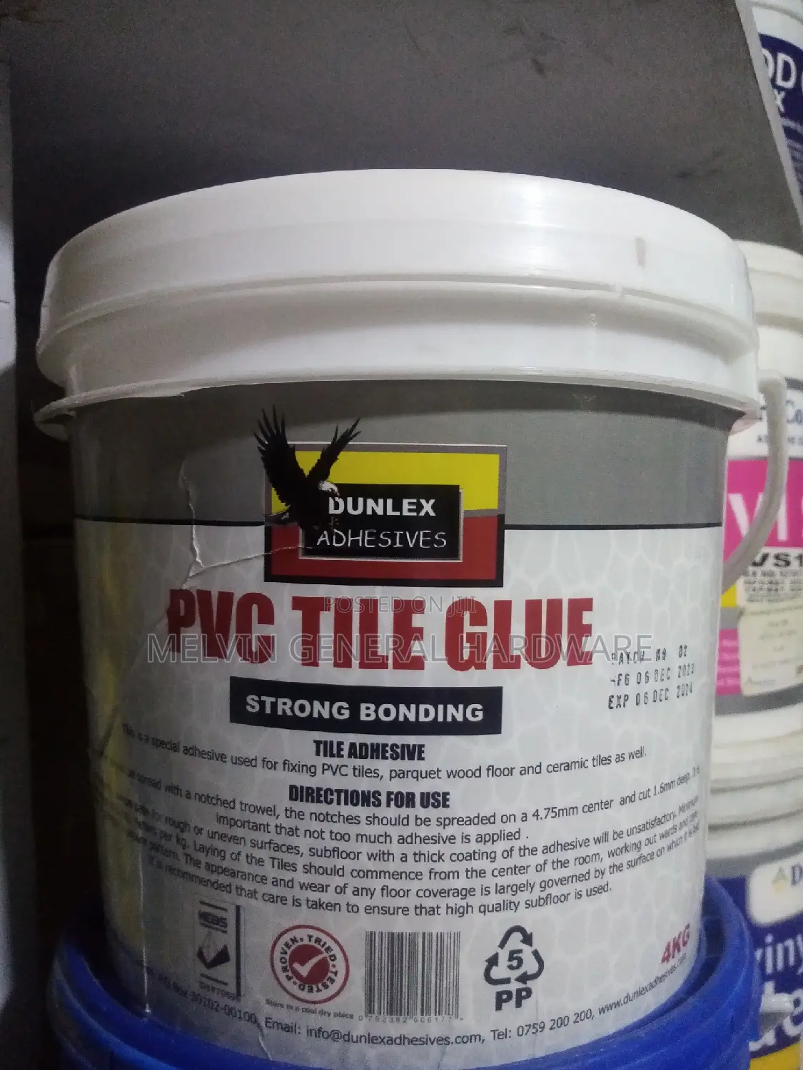 Dunlex PVC Tile Glue 4kg